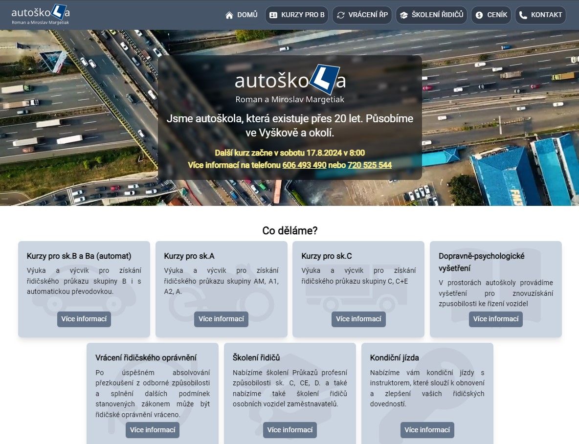 web autoškola Margetiak